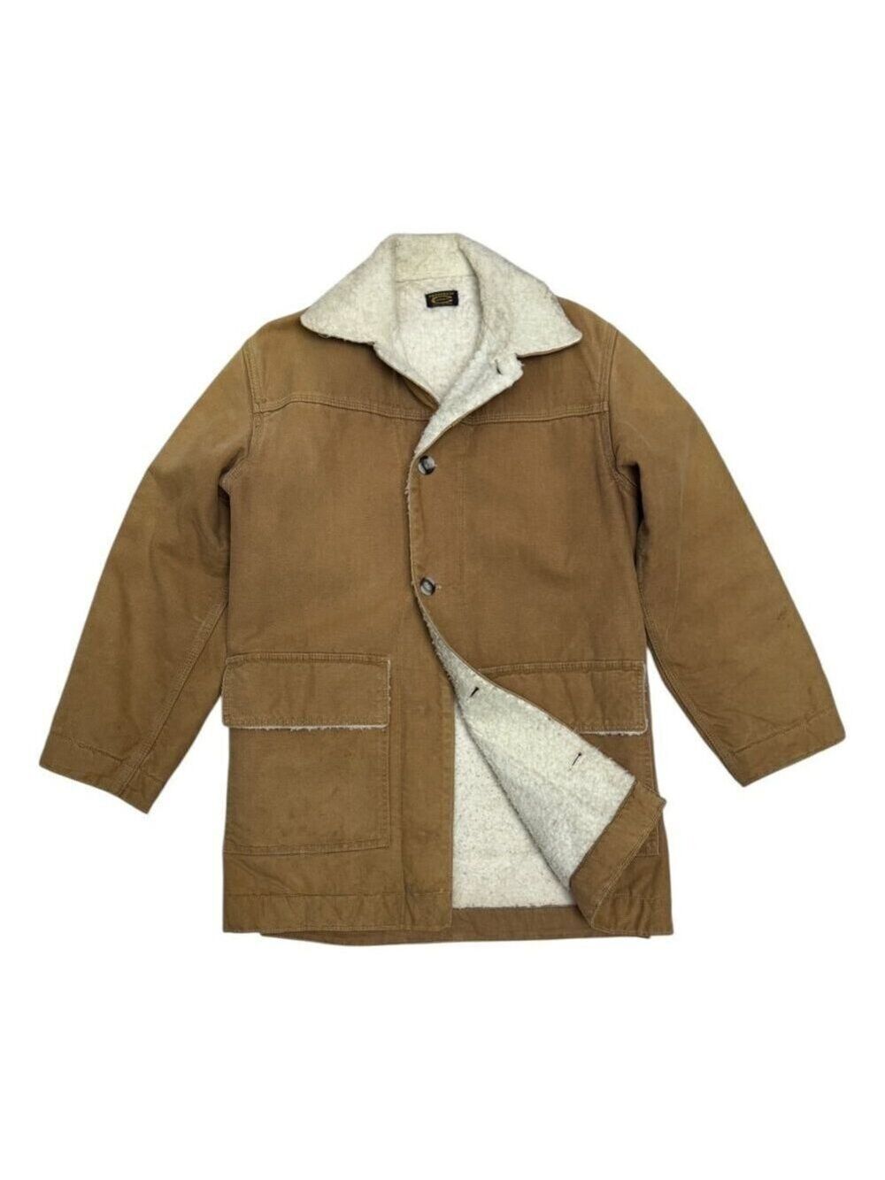 RARE 1960s CARHARTT Vintage Snagproof Sherpa Fleece Duck Canvas Chore Coat XS